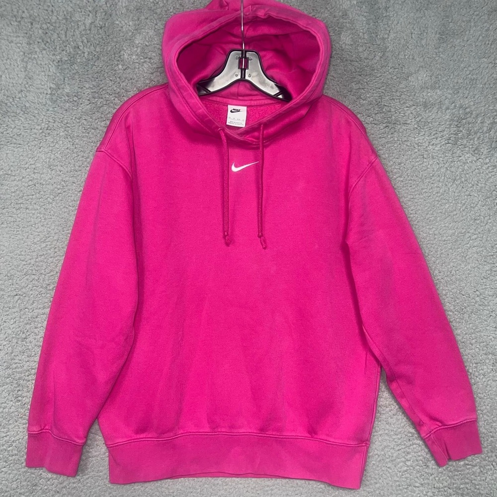 Nike Phoenix Fleece Hoodie Womens Sz XS Pink Center Swoosh Sportswear Barbiecore